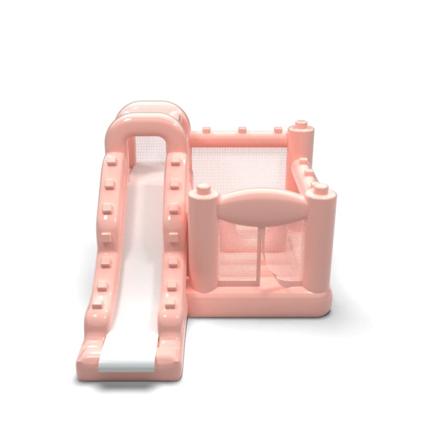 Malý nafukovací hrad so šmykľavkou pre deti - pastelovoružová