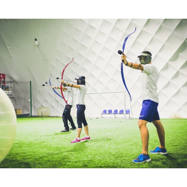 SÚPRAVA Archery Tag Premium 26 lbs - pre 12 hráčov - šípy pacynky